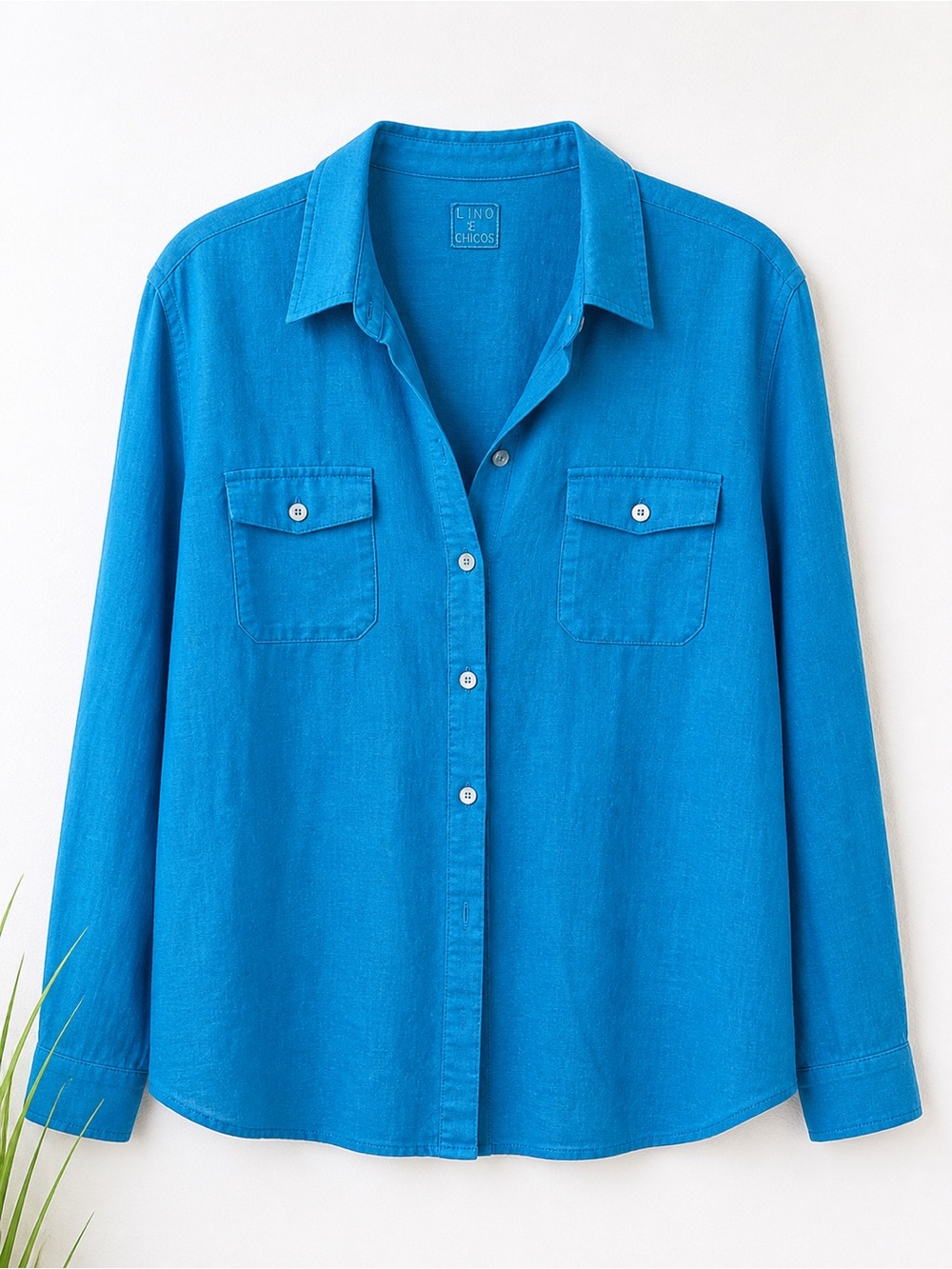 Chico’s LINO Blue Linen Button-Up Shirt | Size XL | Lightweight Summer Top